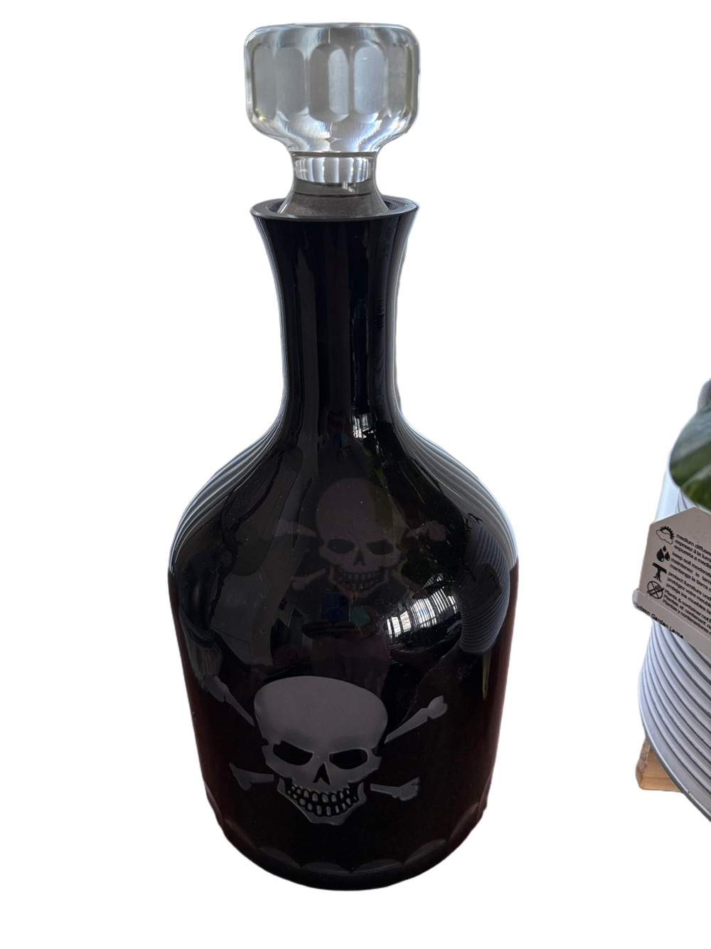 Skillington Skull And Crossbones Decanter with Clear Stopper - Two Company